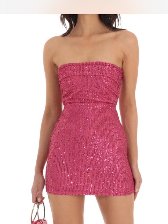Lucy in the Sky Dresses & Skirts - Lucy in the Sky Hot Pink Sequin Strapless Mini Dress